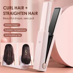 image-Hair Straightener Cordless Usb Hair Straightener Mini Ceramics Hair Curler 3 Constant Temperature Portable Flat Iron For Travel