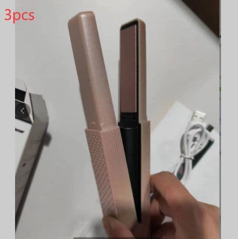 image-Hair Straightener Cordless Usb Hair Straightener Mini Ceramics Hair Curler 3 Constant Temperature Portable Flat Iron For Travel