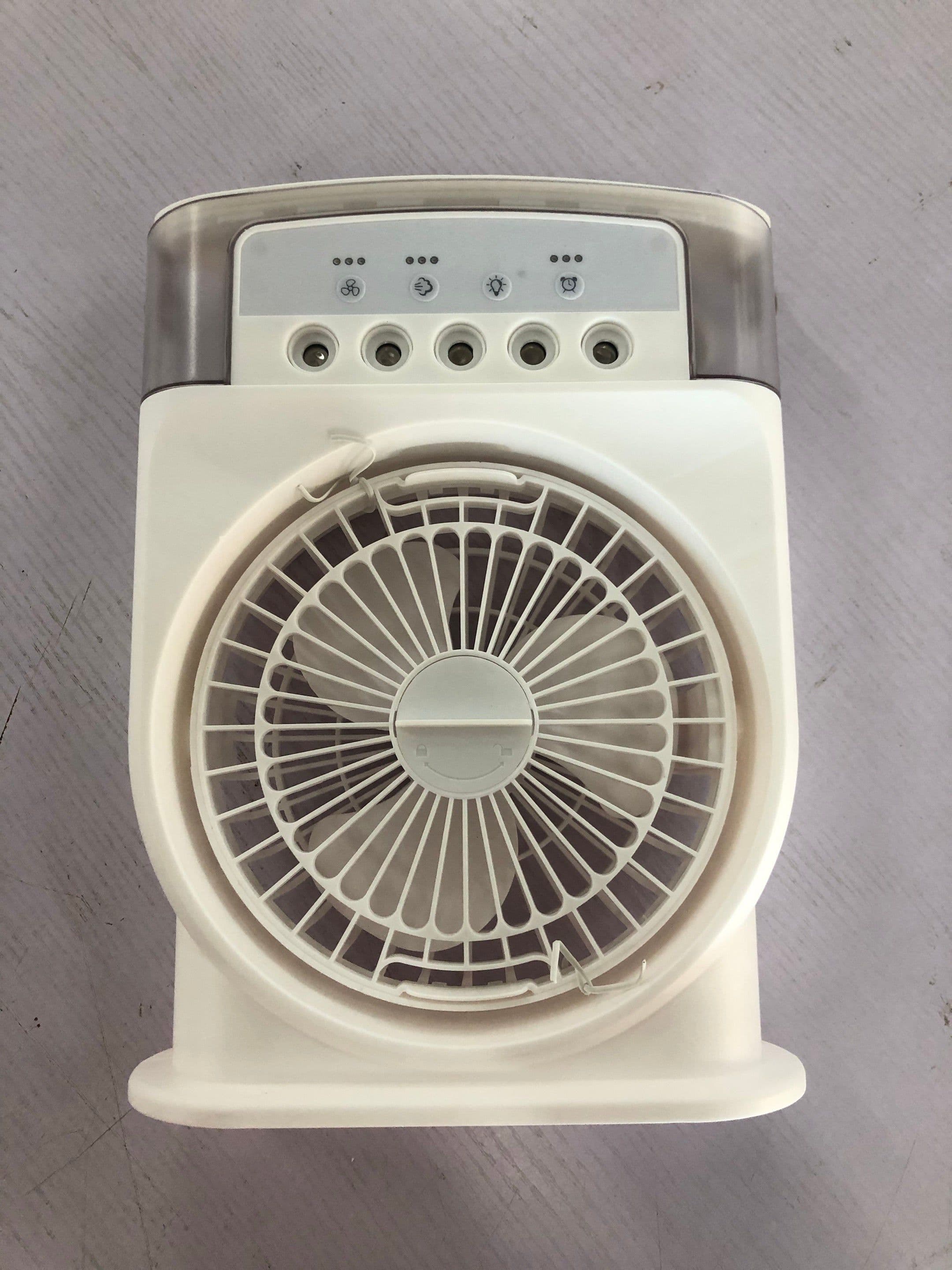 image-Portable USB Air Conditioner Cooling Fan With 5 Sprays 7 Color Light 600ML Water Tank Spray Mist Air Cooler Humidifiers