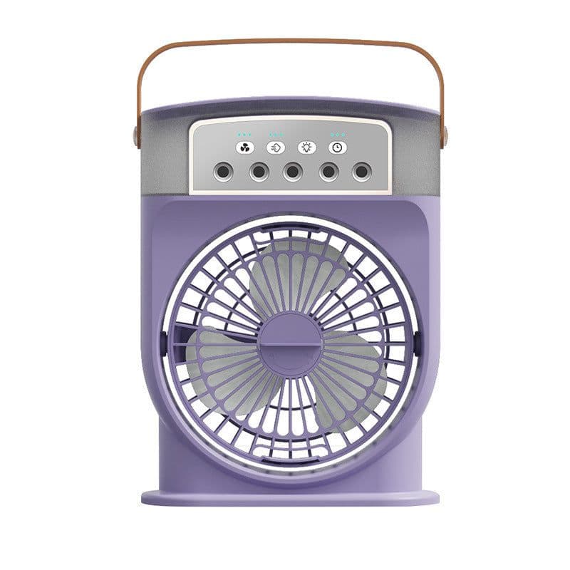 image-Portable USB Air Conditioner Cooling Fan With 5 Sprays 7 Color Light 600ML Water Tank Spray Mist Air Cooler Humidifiers