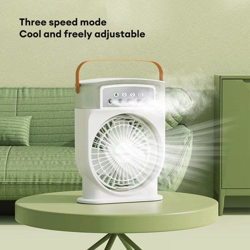 image-Portable USB Air Conditioner Cooling Fan With 5 Sprays 7 Color Light 600ML Water Tank Spray Mist Air Cooler Humidifiers