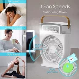 image-Portable USB Air Conditioner Cooling Fan With 5 Sprays 7 Color Light 600ML Water Tank Spray Mist Air Cooler Humidifiers