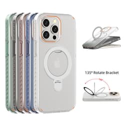 image-New Colorful Magnetic Bracket Phone Case With Holder Stand Cover For Magesafe Magnetic Transparent Wireless Charge Case For Phone