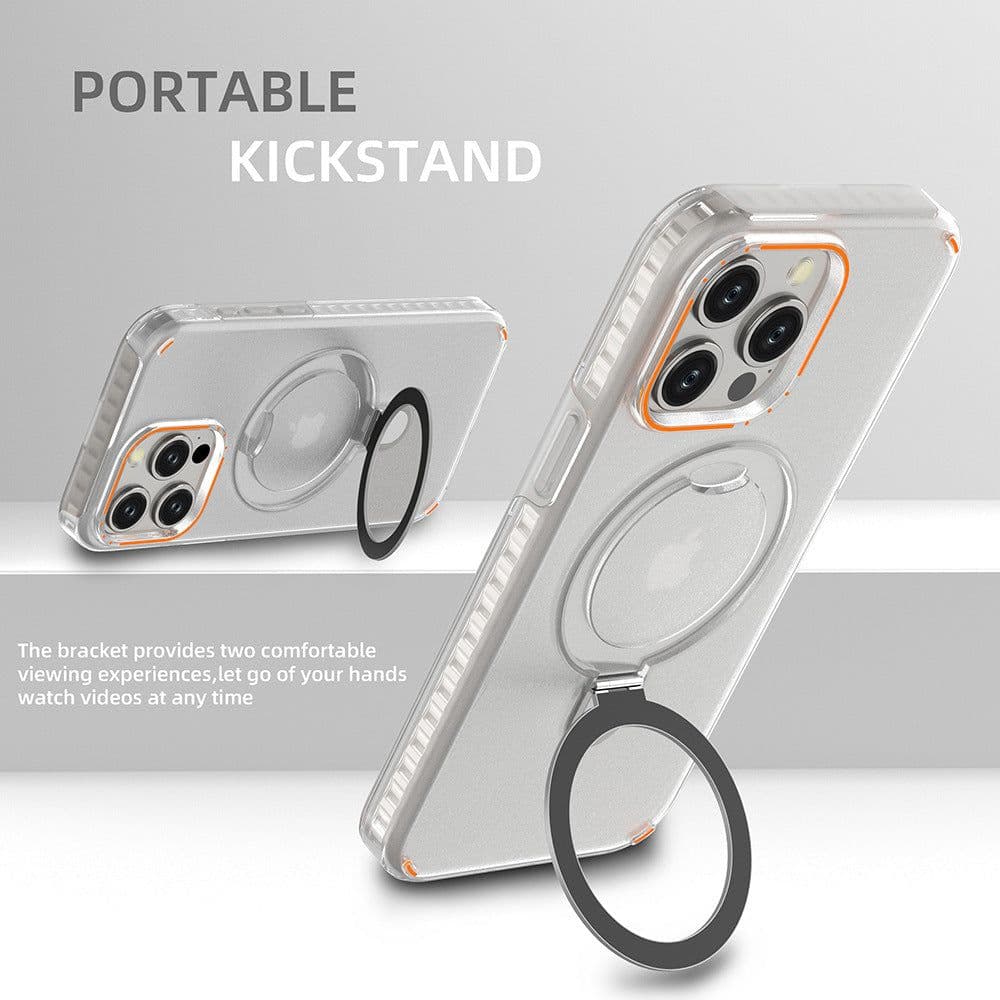 image-New Colorful Magnetic Bracket Phone Case With Holder Stand Cover For Magesafe Magnetic Transparent Wireless Charge Case For Phone