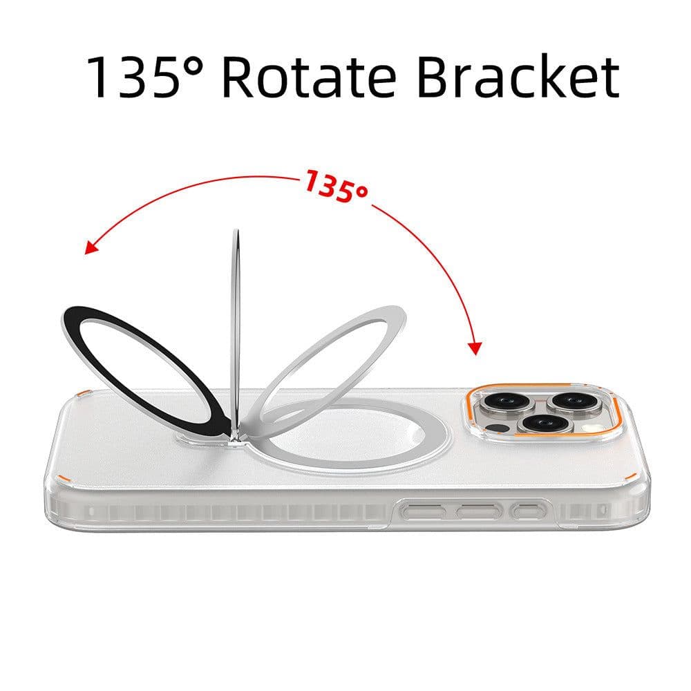 image-New Colorful Magnetic Bracket Phone Case With Holder Stand Cover For Magesafe Magnetic Transparent Wireless Charge Case For Phone