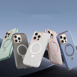 image-New Colorful Magnetic Bracket Phone Case With Holder Stand Cover For Magesafe Magnetic Transparent Wireless Charge Case For Phone