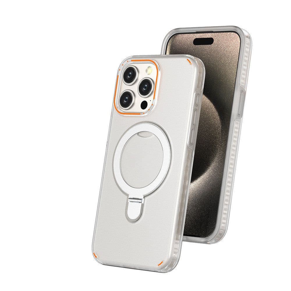 image-New Colorful Magnetic Bracket Phone Case With Holder Stand Cover For Magesafe Magnetic Transparent Wireless Charge Case For Phone