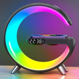 image-New Intelligent G Shaped LED Lamp Bluetooth Speake Wireless Charger Atmosphere Lamp App Control For Bedroom Home Decor