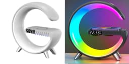 image-New Intelligent G Shaped LED Lamp Bluetooth Speake Wireless Charger Atmosphere Lamp App Control For Bedroom Home Decor