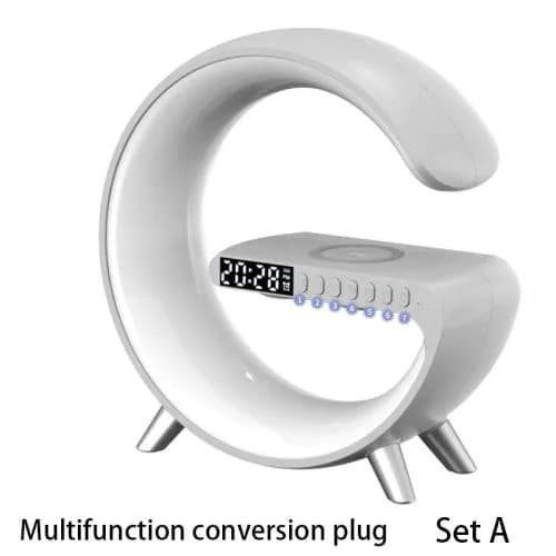 image-New Intelligent G Shaped LED Lamp Bluetooth Speake Wireless Charger Atmosphere Lamp App Control For Bedroom Home Decor