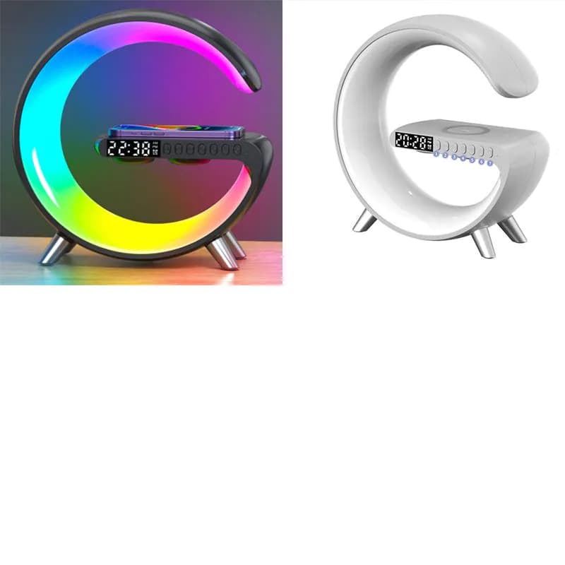 image-New Intelligent G Shaped LED Lamp Bluetooth Speake Wireless Charger Atmosphere Lamp App Control For Bedroom Home Decor