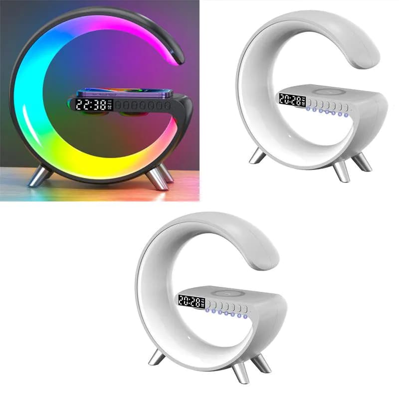 image-New Intelligent G Shaped LED Lamp Bluetooth Speake Wireless Charger Atmosphere Lamp App Control For Bedroom Home Decor