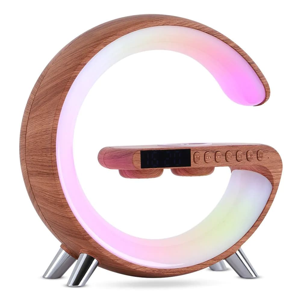 image-New Intelligent G Shaped LED Lamp Bluetooth Speake Wireless Charger Atmosphere Lamp App Control For Bedroom Home Decor