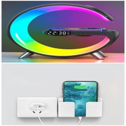 image-New Intelligent G Shaped LED Lamp Bluetooth Speake Wireless Charger Atmosphere Lamp App Control For Bedroom Home Decor