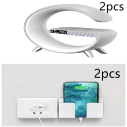 image-New Intelligent G Shaped LED Lamp Bluetooth Speake Wireless Charger Atmosphere Lamp App Control For Bedroom Home Decor