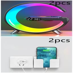 image-New Intelligent G Shaped LED Lamp Bluetooth Speake Wireless Charger Atmosphere Lamp App Control For Bedroom Home Decor