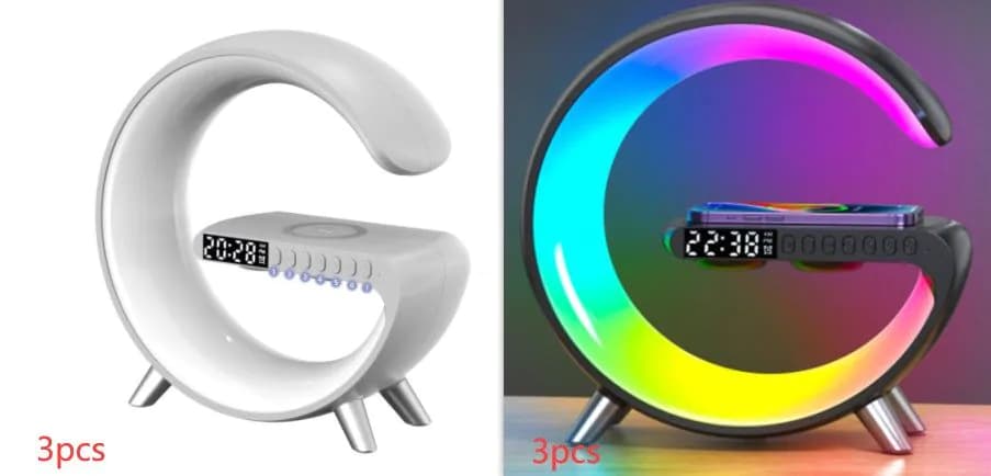 image-New Intelligent G Shaped LED Lamp Bluetooth Speake Wireless Charger Atmosphere Lamp App Control For Bedroom Home Decor