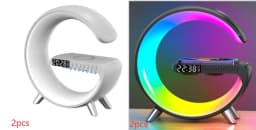 image-New Intelligent G Shaped LED Lamp Bluetooth Speake Wireless Charger Atmosphere Lamp App Control For Bedroom Home Decor