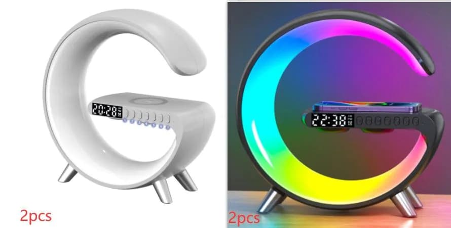 image-New Intelligent G Shaped LED Lamp Bluetooth Speake Wireless Charger Atmosphere Lamp App Control For Bedroom Home Decor