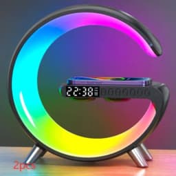 image-New Intelligent G Shaped LED Lamp Bluetooth Speake Wireless Charger Atmosphere Lamp App Control For Bedroom Home Decor