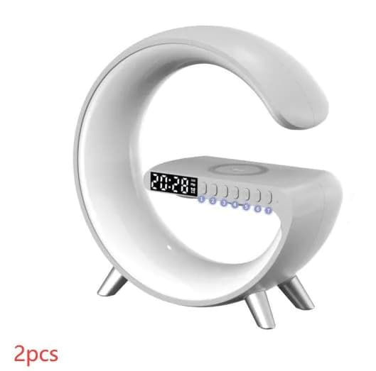 image-New Intelligent G Shaped LED Lamp Bluetooth Speake Wireless Charger Atmosphere Lamp App Control For Bedroom Home Decor