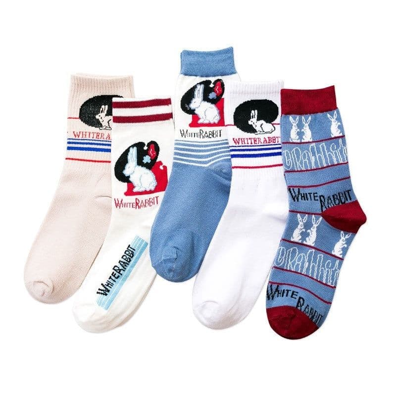 image-Socks Trendy Tube White Rabbit High-top Cotton Socks