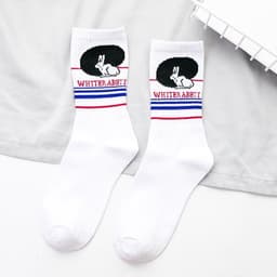 image-Socks Trendy Tube White Rabbit High-top Cotton Socks