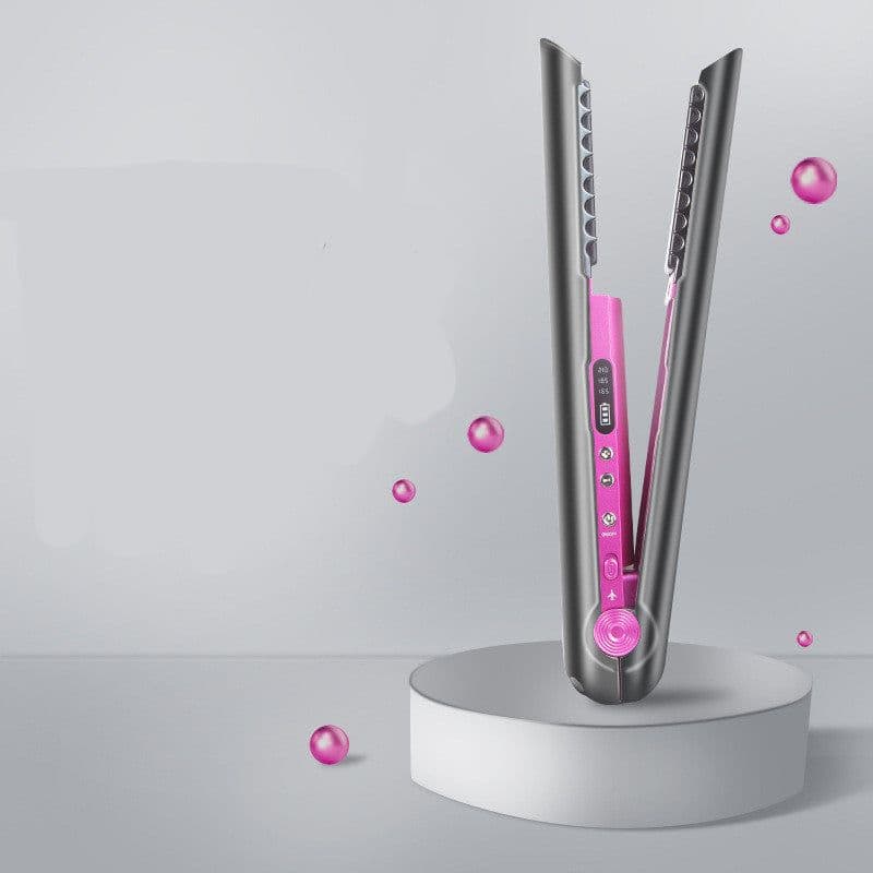 image-Professional Hair Straightener Ceramic Flat Iron 2 In 1 Cordless Hair Straightener And Curler Rechargeable Wireless Straightene