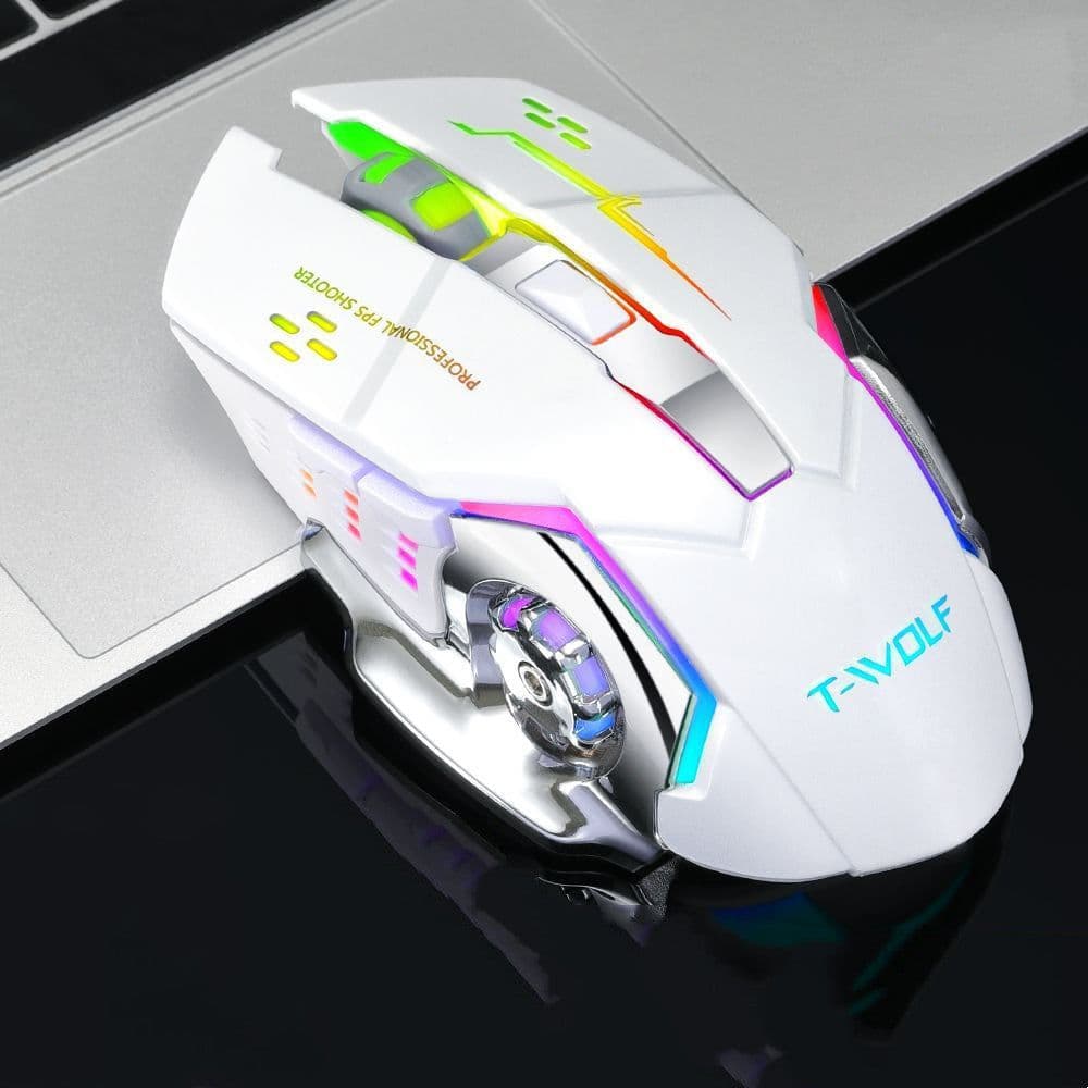 image-Wireless 2.4G USB Optical Gaming Mouse 2400DPI Professional Gamer Mouse Backlit Rechargeable Silent Mice For PC Laptop