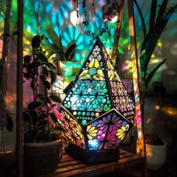 image-Wooden Hollow LED Projection Night Lamp Bohemian Colorful Projector Desk Lamp Household Home Decor Holiday Atmosphere Lighting
