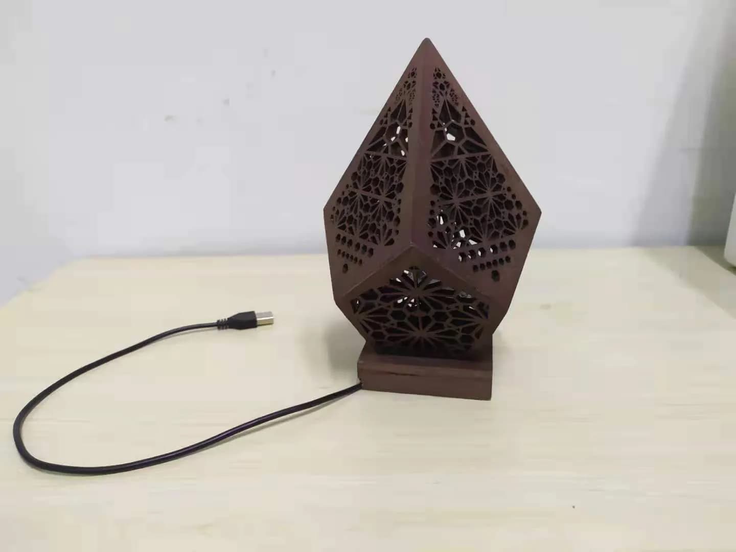 image-Wooden Hollow LED Projection Night Lamp Bohemian Colorful Projector Desk Lamp Household Home Decor Holiday Atmosphere Lighting