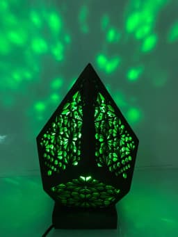 image-Wooden Hollow LED Projection Night Lamp Bohemian Colorful Projector Desk Lamp Household Home Decor Holiday Atmosphere Lighting