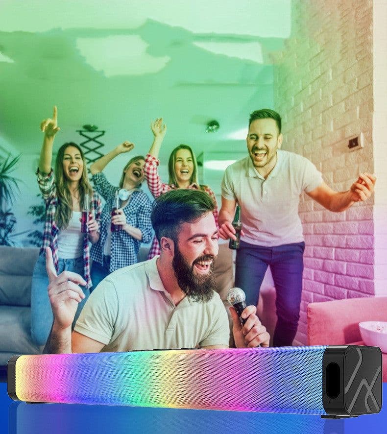 image-Computer Game Speakers With RGB Light Powerful Bass Stereo Sound USB 3.5mm Optical Soundbar PC 20W Speaker