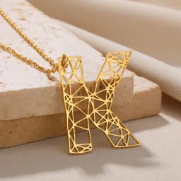 image-European and American new 26 English letter necklace hollow exaggerated large letter necklace men and women same style letter pendant necklace