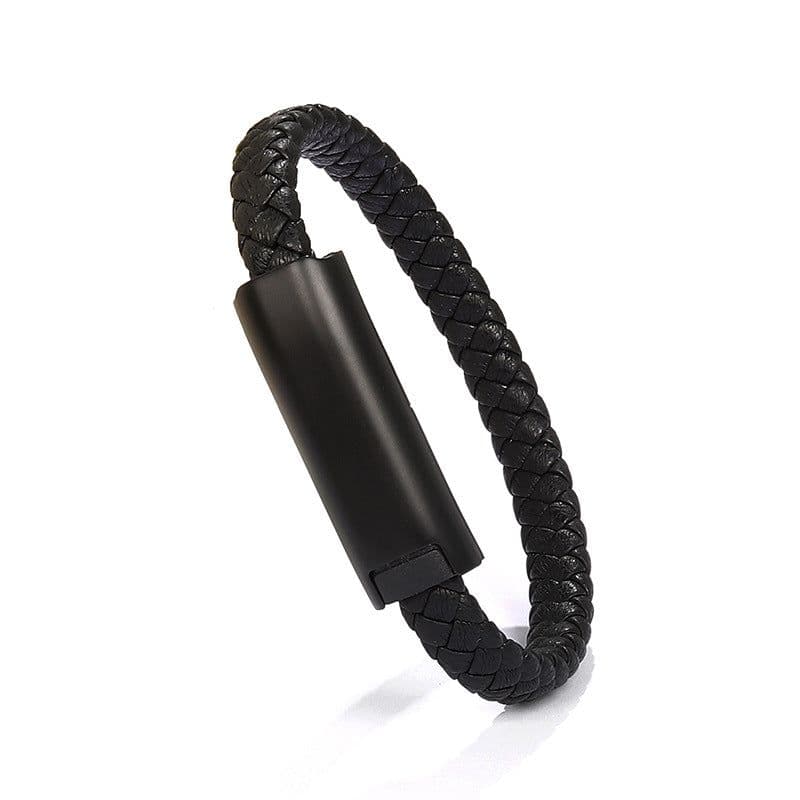 image-Cross-border Hot Selling Bracelet Weaving 5A Fast Charging Data Cable Type-C Bracelet Alloy Leather Bracelet Wristband Wholesale
