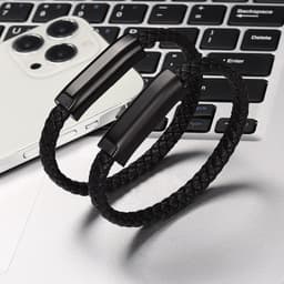 image-Cross-border Hot Selling Bracelet Weaving 5A Fast Charging Data Cable Type-C Bracelet Alloy Leather Bracelet Wristband Wholesale