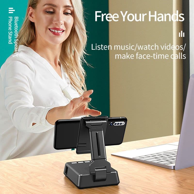 image-Mobile Phone Smart Broadcaster Stand Wireless Bluetooth Speaker Device HD Mic Strong Sound Field For Live Broadcast Desk Holder
