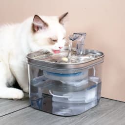 image-Pet Cat Dog Stainless Steel Automatic Circulation Water Dispenser Intelligent Fountain Pets Accessories