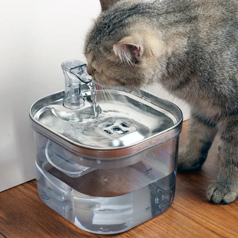 image-Pet Cat Dog Stainless Steel Automatic Circulation Water Dispenser Intelligent Fountain Pets Accessories