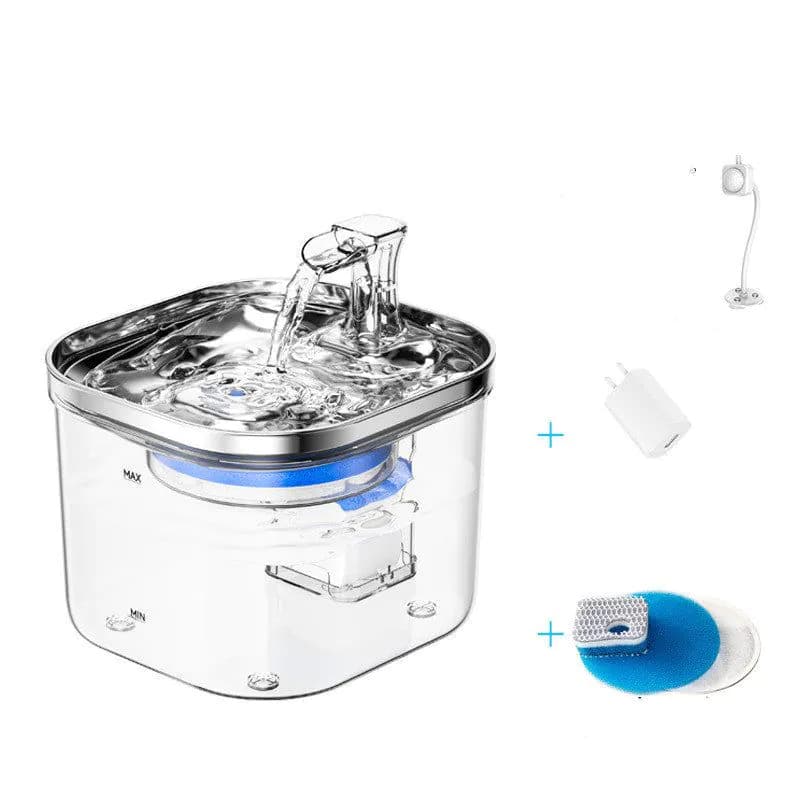 image-Pet Cat Dog Stainless Steel Automatic Circulation Water Dispenser Intelligent Fountain Pets Accessories