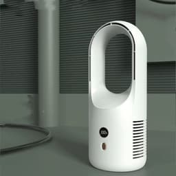 image-Electric Bladeless Fan Cooler Desktop Portable Usb Rechargable Air Cooling Fan Wireless Led Display Silent 360 Circulation