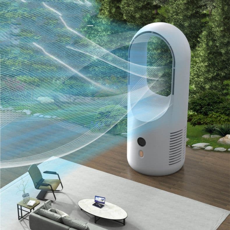 image-Electric Bladeless Fan Cooler Desktop Portable Usb Rechargable Air Cooling Fan Wireless Led Display Silent 360 Circulation