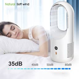 image-Electric Bladeless Fan Cooler Desktop Portable Usb Rechargable Air Cooling Fan Wireless Led Display Silent 360 Circulation