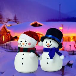image-Christmas Snowman Music Night Light Rechargeable Portable Cute Silicone Small Night Lamp Durable Baby Toy Lamp Christmas Gift
