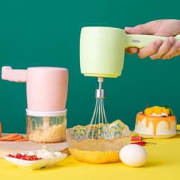 image-Blender 2 In 1 Multifunctional Electric Hand Mixer USB Planetary Handheld Mixer With Bowl Food Processors Chopper Beater Frother