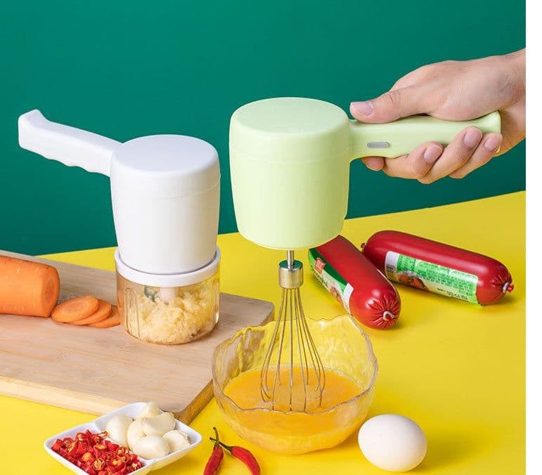 image-Blender 2 In 1 Multifunctional Electric Hand Mixer USB Planetary Handheld Mixer With Bowl Food Processors Chopper Beater Frother