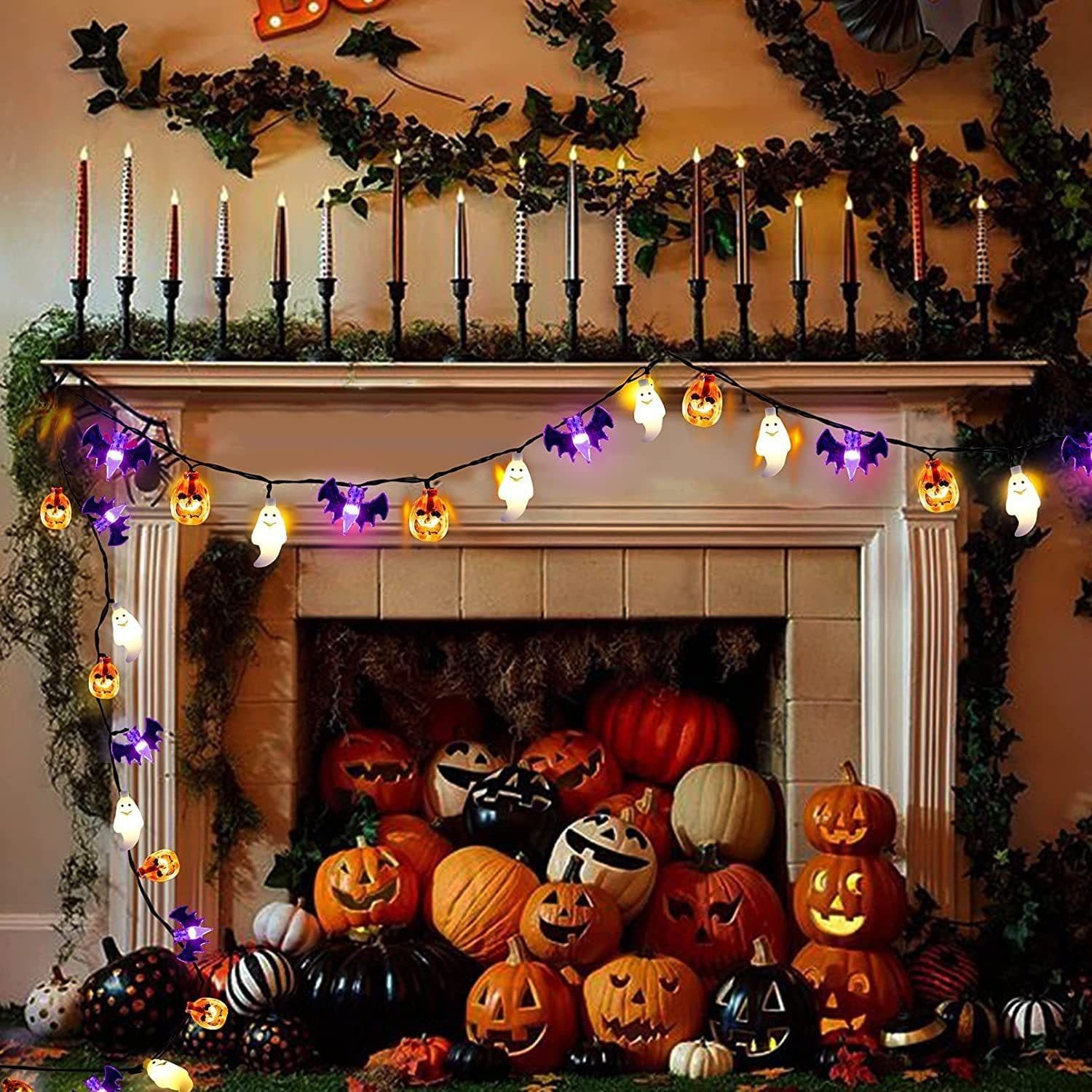 image-LED Halloween Pumpkin Spider Bat Skull String Light Lamp Home Garden Party Outdoor Halloween Decoration Lantern Light