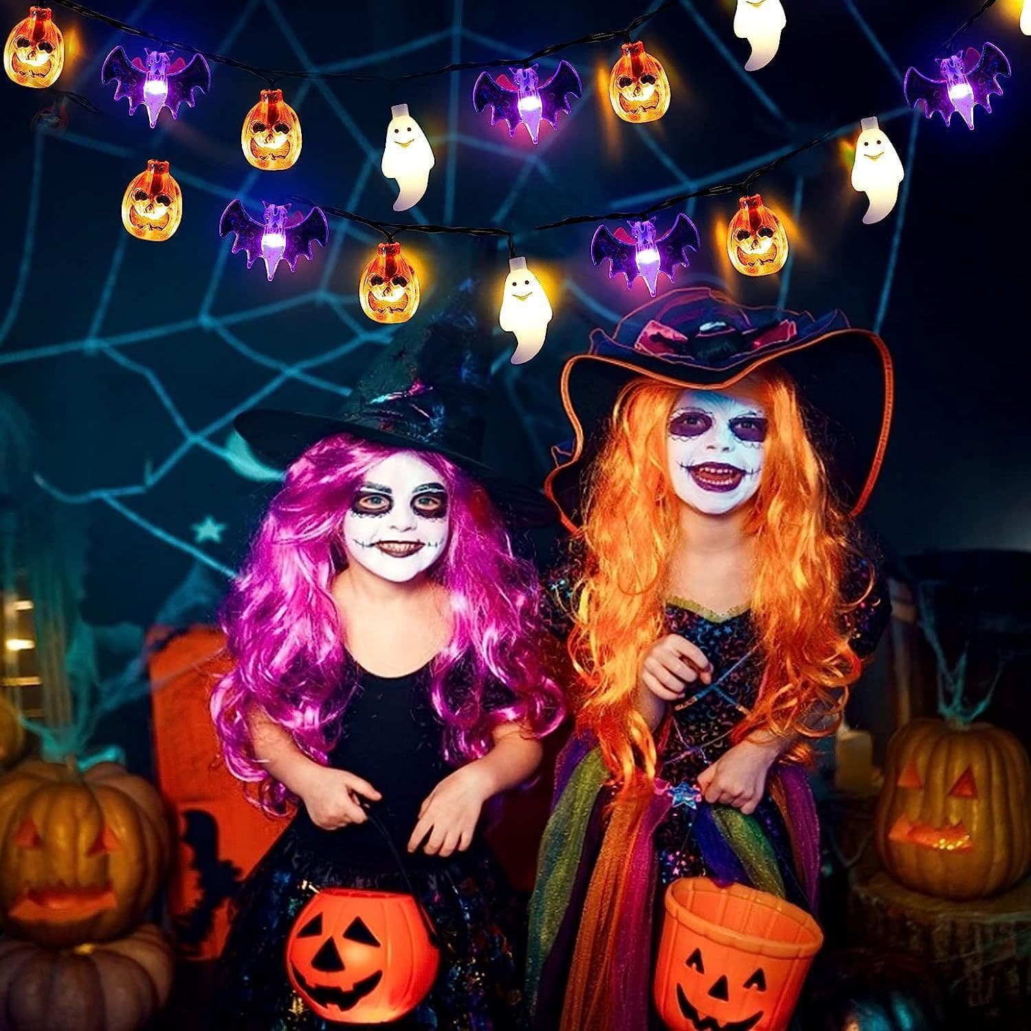 image-LED Halloween Pumpkin Spider Bat Skull String Light Lamp Home Garden Party Outdoor Halloween Decoration Lantern Light