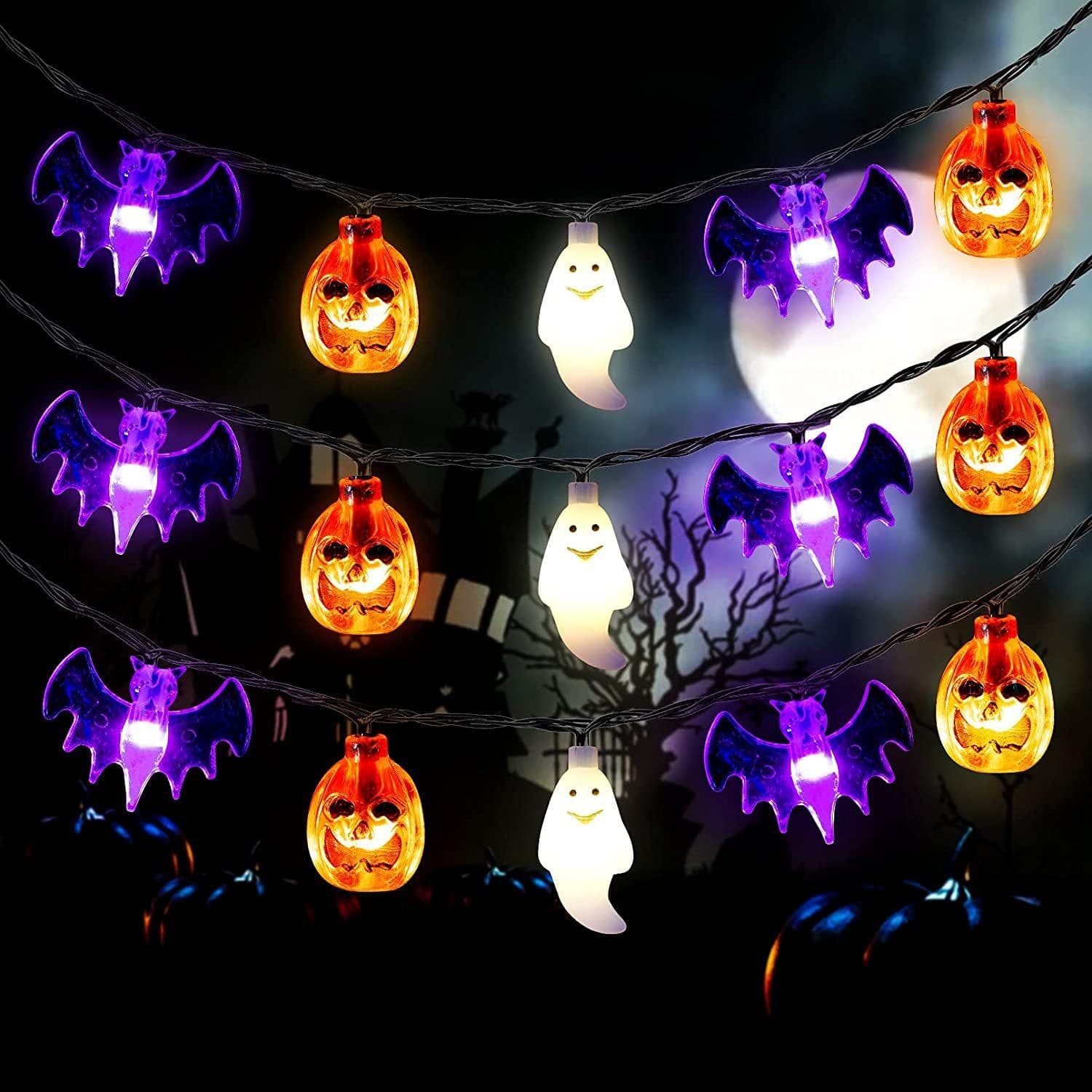 image-LED Halloween Pumpkin Spider Bat Skull String Light Lamp Home Garden Party Outdoor Halloween Decoration Lantern Light