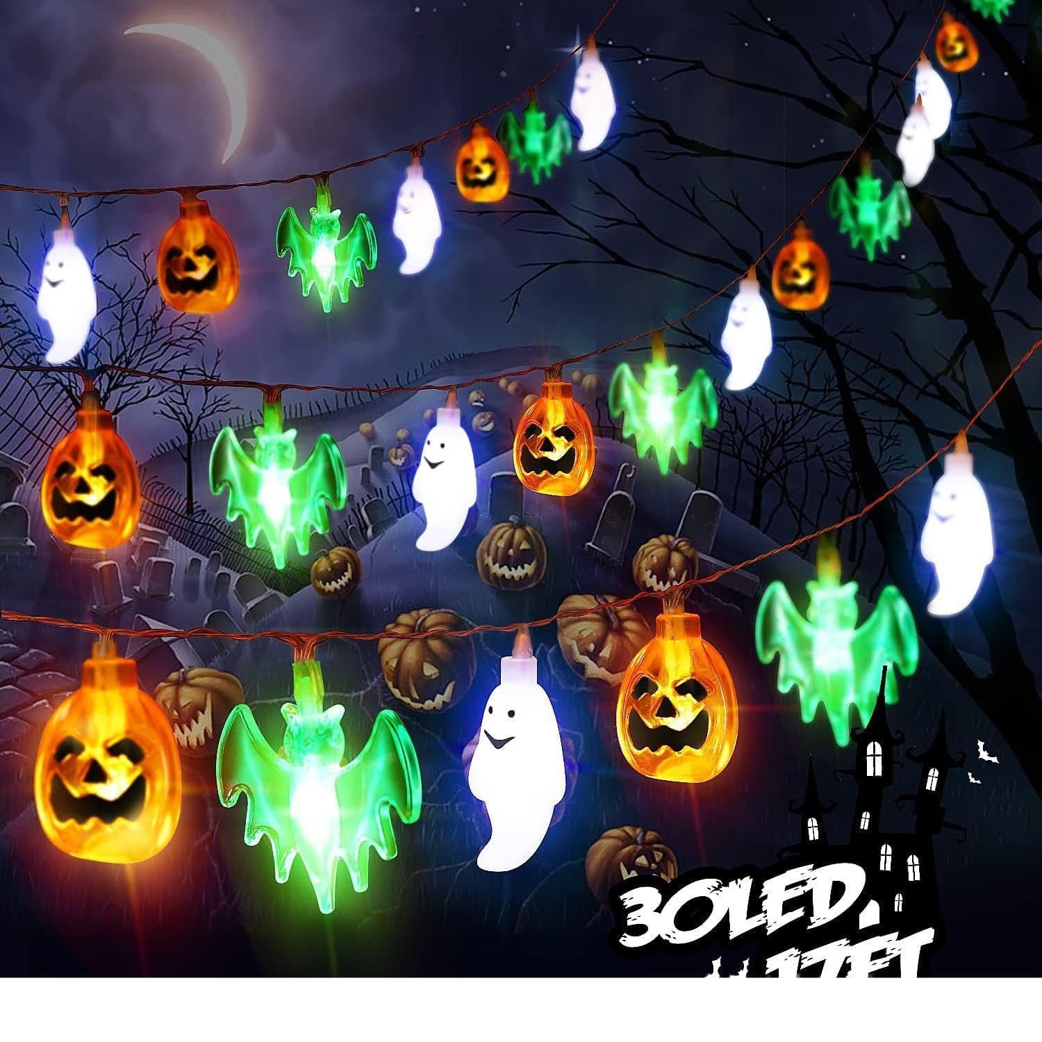 image-LED Halloween Pumpkin Spider Bat Skull String Light Lamp Home Garden Party Outdoor Halloween Decoration Lantern Light